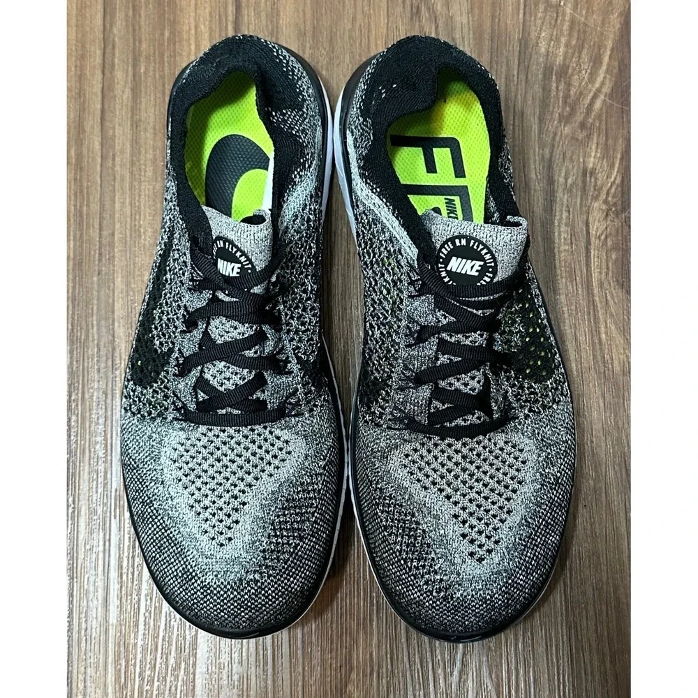 Nike Free RN Flyknit 2018 Oreo Black Running Shoes (942838-101) Men Sz 7.5